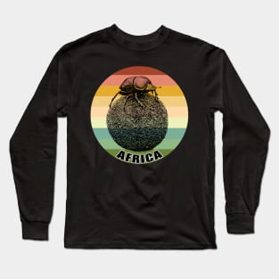 Dung Beetle on top of Dung Ball against Vintage Retro Africa Sunset Long Sleeve T-Shirt